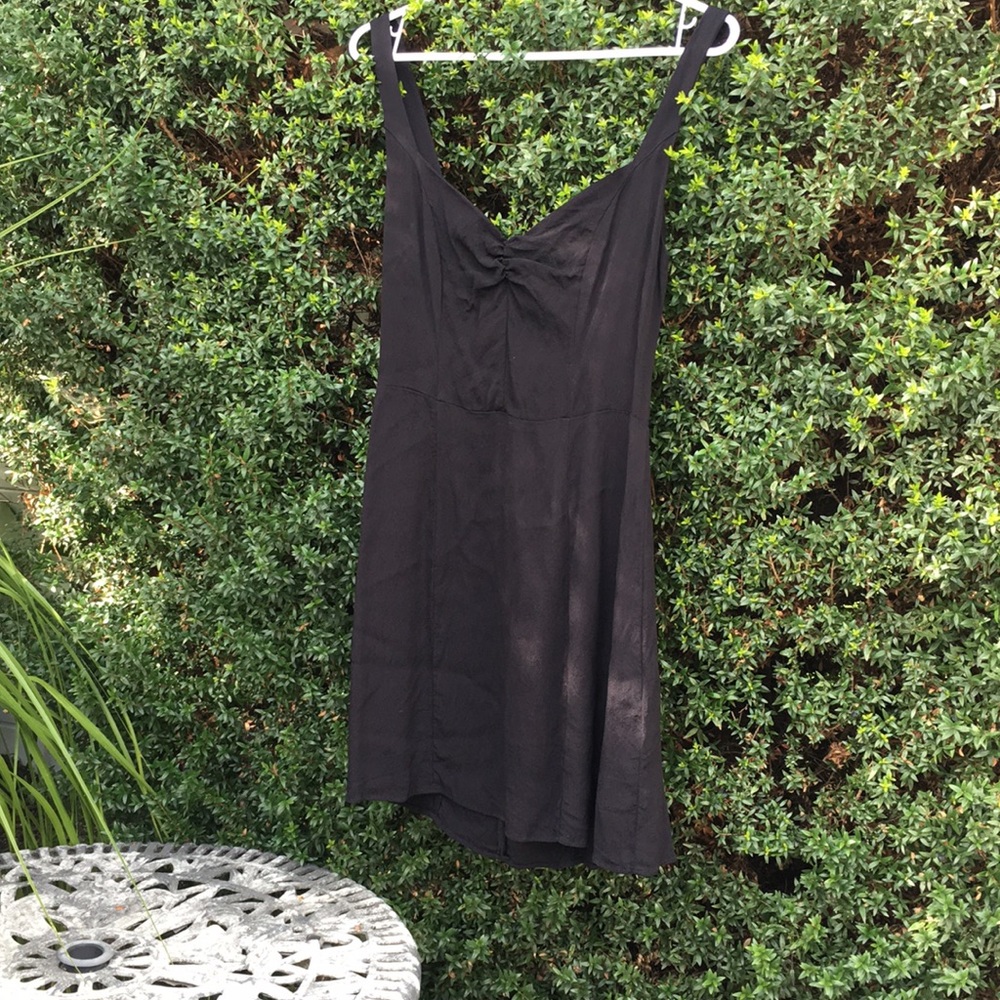 Black, light weight ruched front minidress